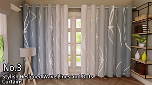 Erosebridal Ombre Grey Curtains & Drapes - Aesthetic Geometric Blackout Curtains with Dots and Wave Stripe Pattern, Watercolor Gradient Window Drapes 42''Wx84''L, Abstract Lines