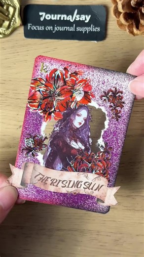 Dark Floral Woman ATC Card in Purple & Red