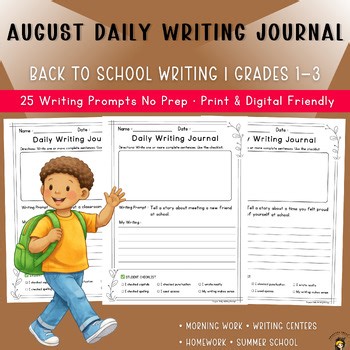 August Writing Prompts | Daily Writing Journal | Back to School Writing 1st-3rd