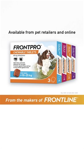 WARNING: Fleas & ticks ruining your snuggle time?  Get 50% off FRONTPRO chewable tablets for a pest-free cuddle fest! Try now and enjoy a flea-tick free life with your furry friend! | Pets UK | Facebook