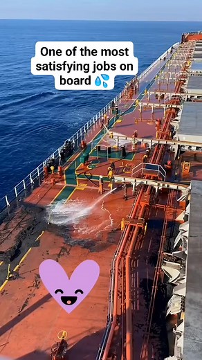 Deck washing using high pressure machine is one of the most satisying jobs on board but only bosun gets to hold the gun 😅. #bosun #Seafarer #SEAMAN #sealife #mariners #shiplife #ships #Ports #fypシ゚ #fyp | Captain's Mode