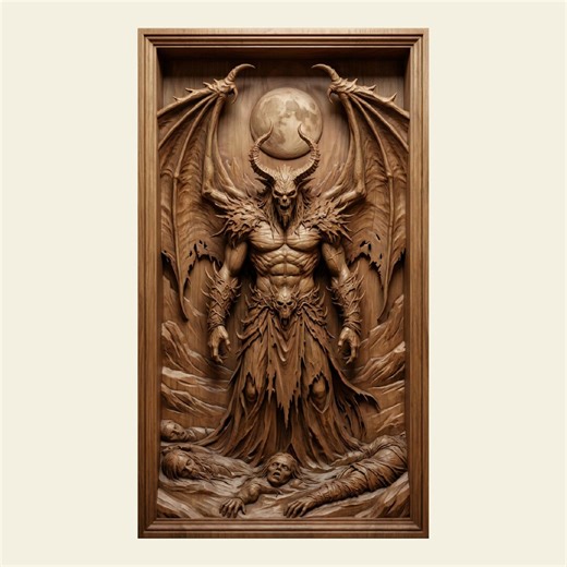 Detailed Devil Design 3D Relief STL | Elegant Wood Carving | Home & Office Decoration - Etsy