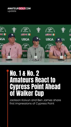 ✨ First Impressions at Cypress Point ✨ No. 1 amateur in the world Jackson Koivun and No. 2 Ben James shared their first impressions of Cypress Point ahead of the 50th Walker Cup. 🏌️‍♂️ Koivun: “It’s one of the best golf courses I’ve ever played… truly one of the special points of golf.” 🏌️‍♂️ James: “It’s definitely my favorite walk in golf… breathtaking every time we get a chance to play here.” Both stars of Team USA are embracing the challenge and soaking in the beauty of one of the world’s 