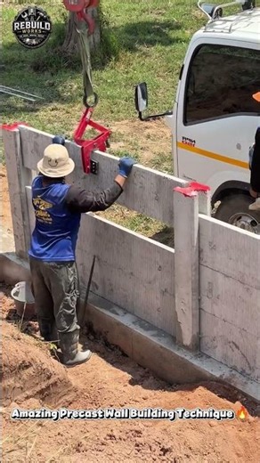 Fast Concrete Wall Installation Process 🏗️ #construction #concrete