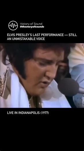 History of Sound on Instagram: "The King’s final bow 👑 In June 1977, Elvis Presley took the stage in Indianapolis for what would become one of his final live performances. His health was visibly fragile, and the years of touring had taken their toll, yet the voice remained unmistakable. The performance was not about precision or spectacle. It was about endurance — an artist continuing to give himself to the music despite physical limits. Moments like this reveal the distance between image and r