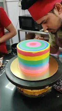 Rainbow 🌈 cake tutorial make new design & more new pattern #rainbow #cake #artist #explorepage #new