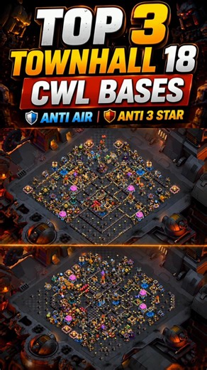 TOP 3 TH18 CWL Bases 2026 🔥 | Anti Thrower & Anti Air | #warbase #legendbase #shorts #thegoblin