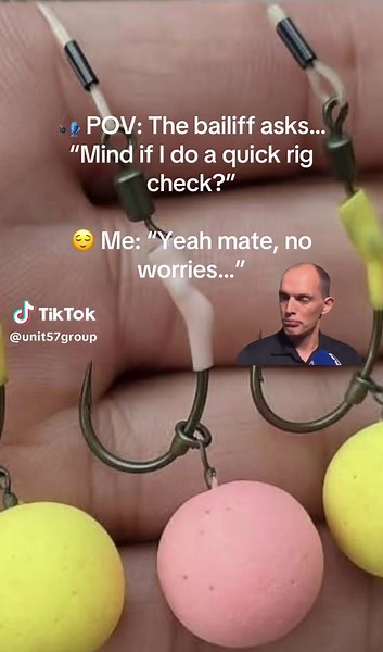 🚨 POV: The bailiff asks for a rig check… 😅 One tiny barb… and your session could be over before it’s even started! 😂 Always double-check your hooks before you cast out. It’ll save you an awkward conversation and a long walk back to the car! 🎣👀 Who’s had a bailiff rig check before? 👇🤣 #CarpFishing #FishingTok #CarpLife #Bailiff #RigCheck