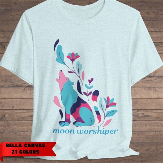 Howling Wolf Moon Worshipper Shirt - Colorful Pop Art Floral Tshirt, Wolf Lover Gift - Etsy