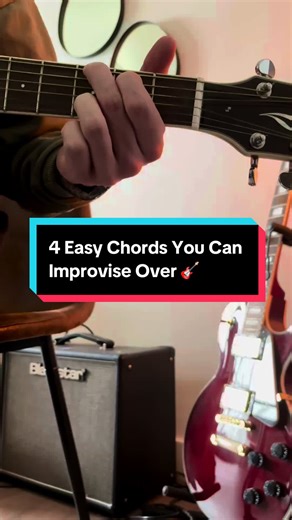 4 easy chords = endless improvisation 🎸 Save this & follow for more guitar tips #guitartutorial #guitarlesson #guitarbeginner #easyguitar #guitartok