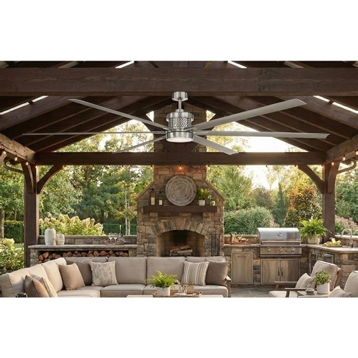 Home Decorators Collection Royalty II 120 in. Indoor/Outdoor Brushed Nickel DC Motor Ceiling Fan with Adjustable White LED with Remote Included AM590B-BN - The Home Depot