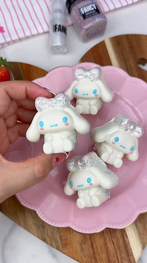 Hello Kitty treats. Cookies and cream Cinnamoroll berries using this Fancy Sprinkles fruit decorating kit available at Walmart One of the easiest ways to make cute strawberries is my pressing them into a mold with chocolate. I added Oreo crumbs to fill in the ears and any spaces and they were so delicious. #cinnamoroll #sanrio #sanriocore #sanriogirl #hellokitty #hellokittycore #hellokittylovers #hellokittyandfriends #chocolatecoveredstrawberries #dippedberries #strawberries #hellokittyaesthetic