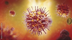 3D render visualization of the virus in the human body in the blood. Animation can be used to present monkeypox or covid 19 or various other infectious diseases.