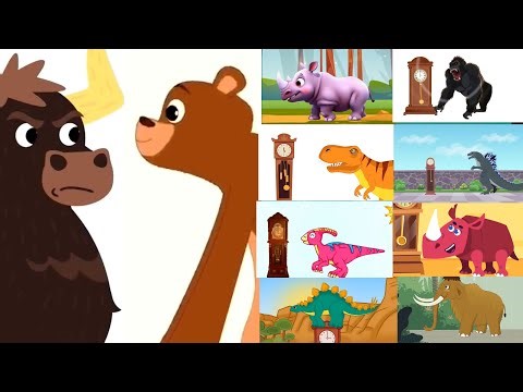 Hickory Dickory Dock ⏰🐂Bull & Bear🐻+More Funny Animals⏰Using Split Screen, Motion & Visual Effects