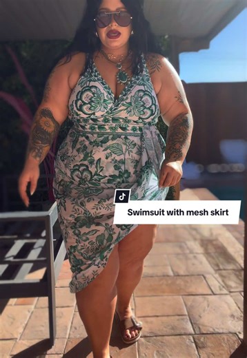Confident in My Stylish Swimsuit with Mesh Skirt