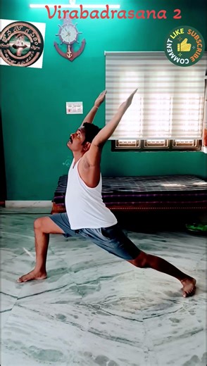 Virabhadrasana by gyana yoga peetam.(1, 2,3,4)//#shorts