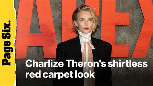 Charlize Theron stuns in shirtless look at 'Apex' red carpet premiere