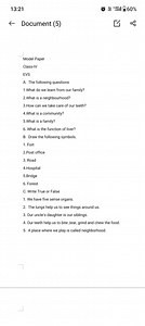 Model Paper – Class IV EVSSection A: Answer the following que... | Filo