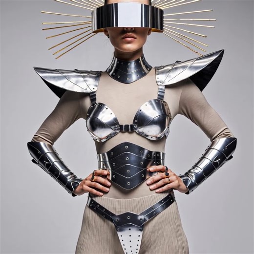 Women's Futuristic Costume Set - Metallic Leather Armor Outfit, Sci-fi Clothing, Cosmic Cosplay - Etsy