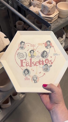 And now….We are BACK IN BUSINESS. FALSETTOS PLATE, PLATESETTOS, FALSETTOS PLATEBILL, WE. ARE. BACK. #falsettosmusical #falsettosrevival #falsettos2016 #christianborle #ceramics