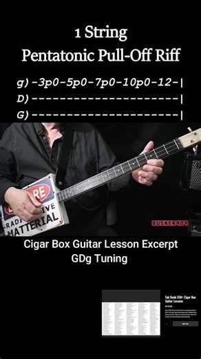 Easy 1 String Pentatonic Scale Pull Off (Blues Riff) Cigar Box Guitar Lesson #shorts