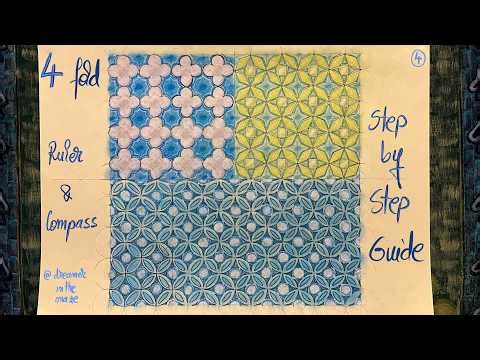 Step by Step Guide 4 fold geometric pattern/tessellation, with ruler/straightedge and compass