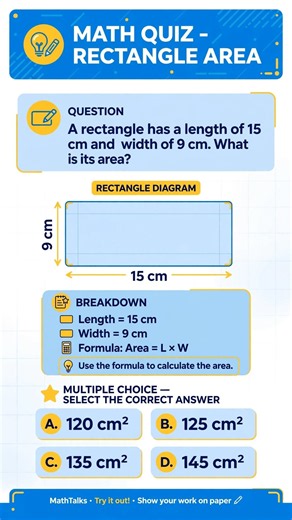 How To Find Area of Rectangle | 15cm x 9cm Problem