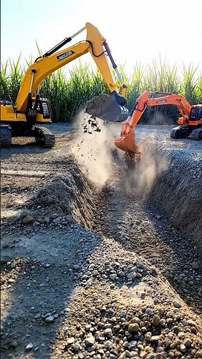 Excavator Duo in Action! 🚜 Heavy Machines Digging a Trench