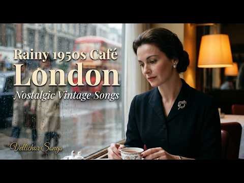 Rainy 1950s Café in London | Nostalgic Vintage Jazz for Focus