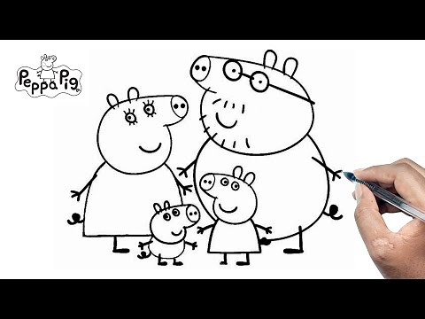How To Draw Peppa Pig Family Drawing Step By Step Tutorial | Peppa Pig Drawing | Pig Family Drawing