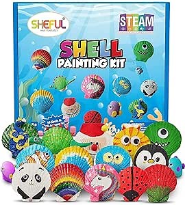 Shell Painting Kit-Arts and Crafts for Girls and Boys Ages 4-12,Craft Kits, Creative Art Supplies for Kids,Birthday Christmas Gifts Painting Toys for 4 5 6 7 8 9 10 11 12 Year Old Kids Activities