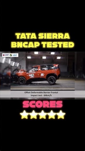 Tata Sierra scores 5-star Bharat NCAP crash test rating