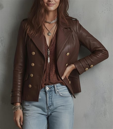 Handgefertigte Braune Leder Zweireihige Militär Stil Jacke, Steampunk Viktorian Jacke - Etsy.de