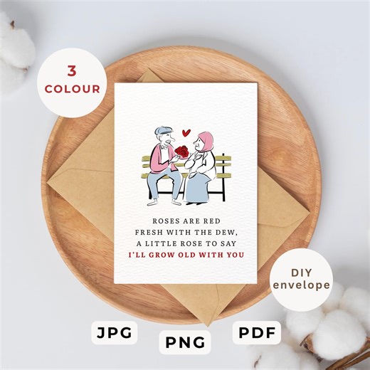 Happy Rose Day Digital Greeting Card, Old Age Couple Tent Cards With DIY Envelope, Valentine's Day Anniversary Gen-z Gift, Instant Download - Etsy UK