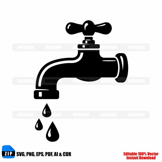 Water Faucet SVG Tap Silhouette Plumbing Icon Cricut Bathroom Kitchen Vector Download File - Etsy