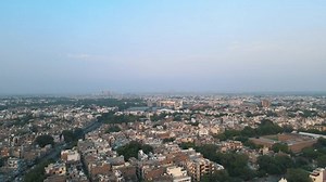Top Aerial View of Indian City Rooftops New Delhi West Delhi 4K