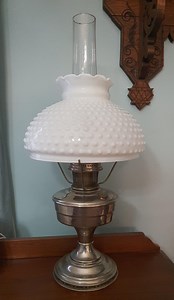 Antique Vintage Aladdin Model 12 Nickel Plated Oil Lamp With Milk Glass Hobnail Shade-aladdin Model 12 Kerosene Lamp With Shade and Chimney - Etsy