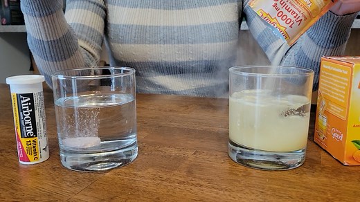 Watch Comparison of Emergen-C Airborne tablet vs. powder packets on Amazon Live
