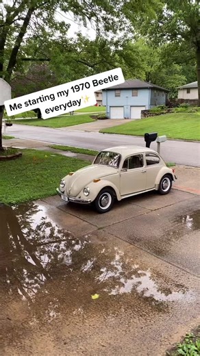 Vintage Baby Blue Volkswagen Beetle Drawing