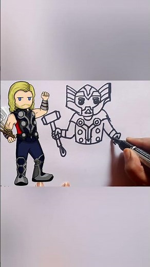 Thor Drawing for kids. Thor easy drawing. #kidsdrawing