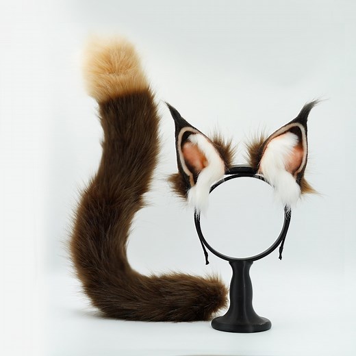 Whimsical Movable Cat Ears Headband - Tape-c Charged, Anime-inspired Cosplay Accessory，furears,lynx Ear Hairband Tail Set，lynx - Etsy