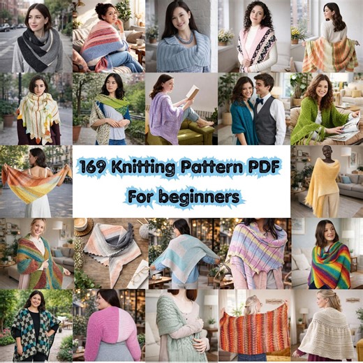 169 Knitting Shawl Patterns PDF Bundle for Beginners, Easy Scarf Wrap Poncho Knit Pattern Pack Instant Download - Etsy