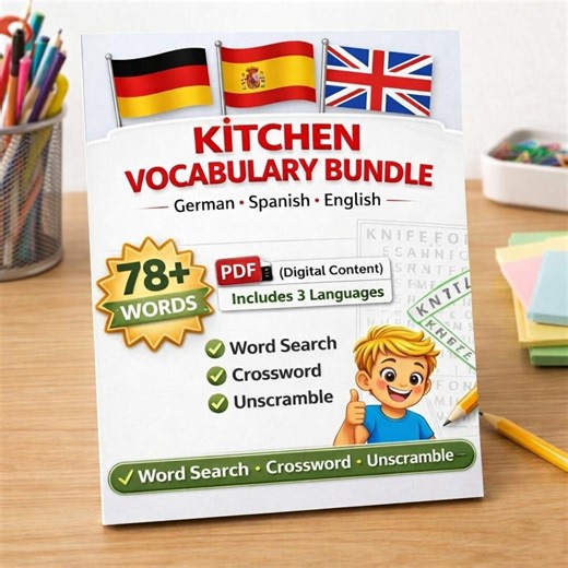 Kitchen Vocabulary Worksheets Bundle, 3 Languages, ESL Activities (digital Download) - Etsy