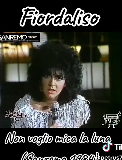 Fiordaliso - Non voglio mica la luna (sanremo 1984) Fiordaliso, pseudonimo di Marina Fiordaliso, è una cantautrice italiana di musica pop, con spazio al sottogenere melodico. Nascita: 19 febbraio 1956 (età 67 anni), Piacenza Wikipedia. #xte #musica #80smusic #music #andiamoneiperte #anni80 #canzoniitaliane #musicavecchia #live #oldsong #musicaitaliana #viral #live #fiordaliso #sanremo