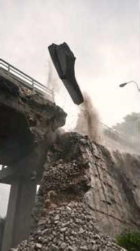 Highway Wall Suddenly Gives Way