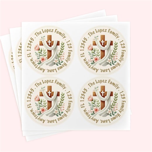 Personalized Family Return Address Labels Stickers | Easter Cross Address Sticker - Etsy
