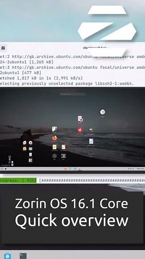 Zorin OS 16.1 Core Quick overview #Shorts