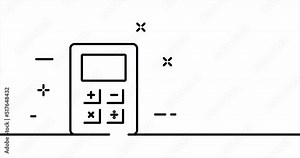 Calculator. Plus, minus, multiply, divide, numbers, calculations, finance, management. Business concept. One line drawing animation. Motion design. Animated technology logo. Video 4K