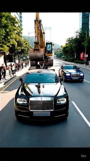 "Rolls-Royce Droptail Towing a GIANT Excavator | Unbelievable Luxury Power" #viral#rollsroyce