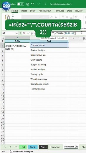 Auto-Number Only Filled Rows in Excel (Cleanest Method)